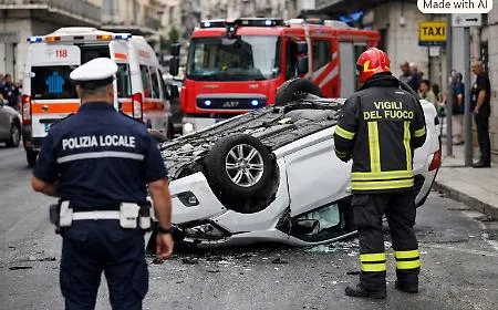 Ragusa, auto si ribalta in corso Vittorio Veneto: feriti due turisti stranieri